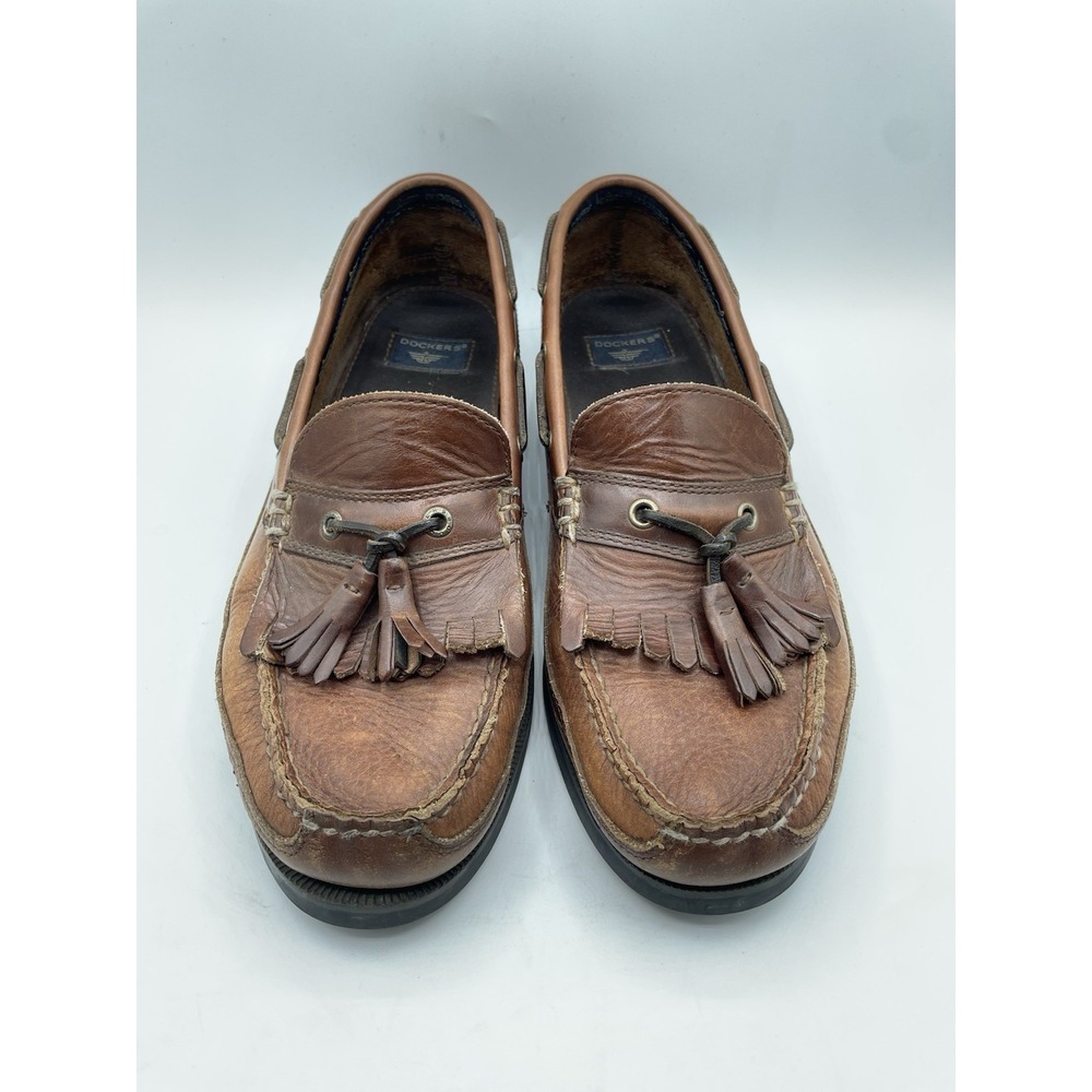 Dockers Loafer Shoes Men's 11 M Brown Leather Tassels Kiltie Slip On EUC Preppy